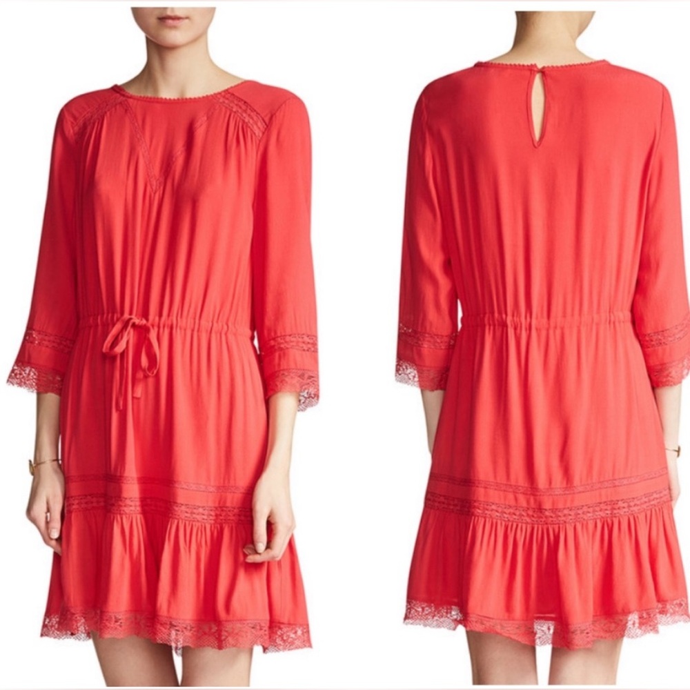 EUC Maje Ronsard Crepe Lace BLACK Dress  (stock photo to show style)